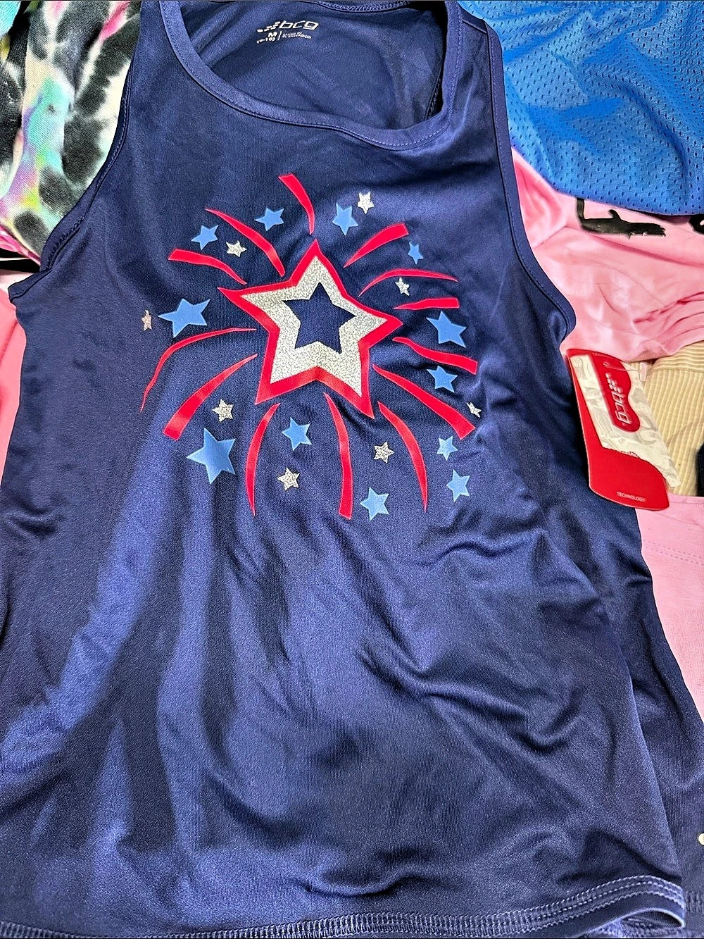 BCO girls Medium Blue Star Tank Top New